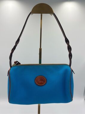 Dooney & Bourke Blue Shoulder Bag with Brown Trim